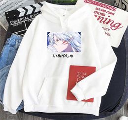 2021 Kawaii Anime Cartooon Inuyasha Hoodie Sweatshirt Menwomen Pullovers Hooded Unisex Long Sleeve Streetwear Harajuku Clothes Q01933705