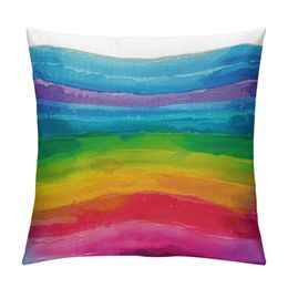 Rainbow Throw Pillow Covers Sea Home Decor 18x18 Inch, Colorful Decorative Pillowcase Soft Cushion for Bed Sofa Couch, 2 Sets