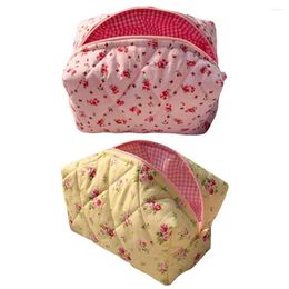 Cosmetic Bags Cute Floral Bag Large Quilted Makeup Organizer Storage With Zipper Case Soft For Women And Girls