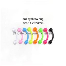 Nose Rings & Studs 10Pc/Lot Colour Mixed Card Ball Ring Stainless Steel Labret Lip Piercing Jewellery Women Fashion Drop Delivery Body Dhyve