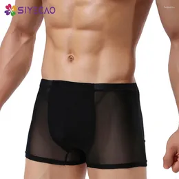 Underpants Men's Boxers Summer Mesh Breathable Thin Sexy Seamless Transparent Men Boxer Shorts Mid-rise Cool Mens Underwear Trunk Lingerie