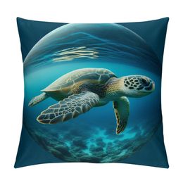 Sea Turtle Throw Pillow Case Cushion Cover Home Office Decorative for Sofa Living Room Square