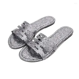 Slippers Thick Soled Beach Sandals Women's Low Heel Shoes Sequins Flip Flops Gold Black Silver Summer Big Size 36-42