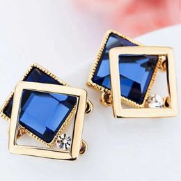 Stud New Fashion Square Crystal Gem Stud Earrings For Women Girl Wedding Jewellery Lady Temperament Rhombus Pendientes