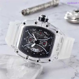 Richamills Designer Watch Cross Border Hot Selling Transparent Silicone Waterproof Fashion Watches, Hollow Barrel Shaped Men's and Women's Watches Wholesale