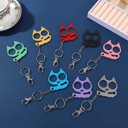 Plush Keychains 10 pieces of 6 * 5cm cute little cat stainless steel keychains for outdoor escape tiger womens self-defense keychains as gifts for friends s2452909