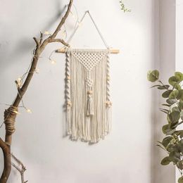 Tapestries Hand Woven Wooden Bead Macrame Wall Hangings Home Decoration Boho Room Decor Tapestry Cotton Linen Background Pendant