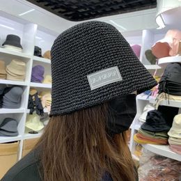 Berets Solid Colour Wool Bucket Hat Women's Autumn And Winter Fisherman Vintage Knitting Basin Cap Ladies Summer Straw