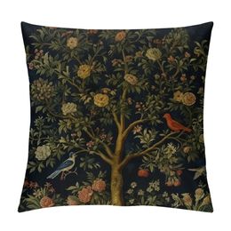 Throw Pillow Cover William Tree of Life Morris Vintage Floral Home Decor Pillowcase Lumbar Pillow Case Cushion Cover for Sofa Couch Bed