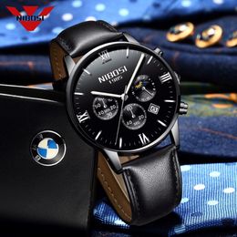 Nibosi Männer Uhren Luxus -Männer Mode Casual Dress Watch Military Armee Quarzhandschuhe mit echtem Leder Uhrengurt 296s