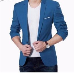 2019 Mens Korean slim fit fashion cotton Suit black blue plus size M to 3XL Male blazers Mens coat Wedding279B5777829