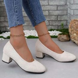 Sandals 2024 Mid Comfortable Summer Ladies Heel Women Shoes Hollow Peep Toe Square Woman Black d87