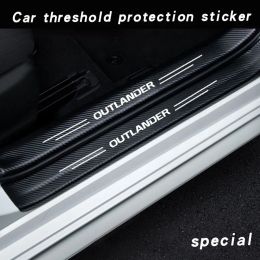 Leather Car Door Sill Plate Protector Stickers For Mitsubishi Outlander Car Accessorie Trunk Bumper Guard Decals Anti Scratch