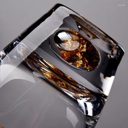 Cups Saucers Japanese Heat-resistant Glass Fair Mug Tibetan Gold Tea Sea Thick Bottom Cup Pure Foil Transparent Set
