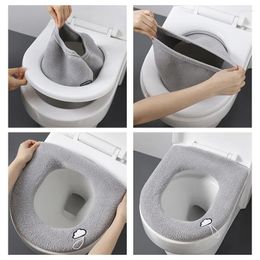 Toilet Seat Covers Plush Knitted Cushion Universal Bathroom Soft Breathable Cover Washable Household Thickened Mat