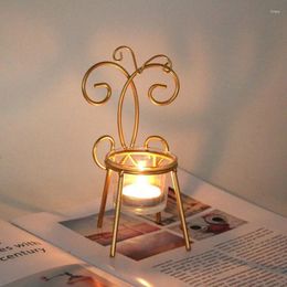 Candle Holders Iron Wire Candlestick Creative Chair Shape Stand Holder Wedding Holiday Birthday Christmas Party Desktop Decoration