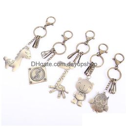 Keychains & Lanyards Bear Giraffe Horse Key Chain Women Rings Car Owl Metal Keychain For Keys Drop Delivery Fashion Accessories Dhype