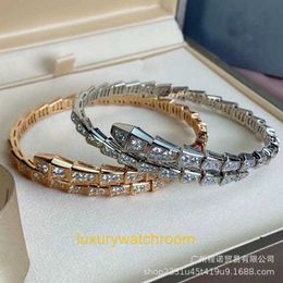 Boagery bracelet designer jewelry Full Diamond Snake Bracelet Sterling Silver Plated 18K Gold Diamond Snake Bone Open Bracelet