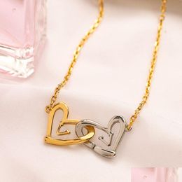 Pendant Necklaces Fashion Designer Brand Jewelry Neckalce 18K Gold Letter High-End Stainless Steel Crystal Chains Birthday Wedding D Dhryg