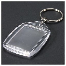50 Pcs Clear Acrylic Plastic Blank Keyrings Insert Passport Photo Keychain Keyfobs Keychian Key Chain Ring 325S