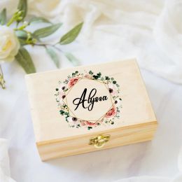 Personalised Wooden Jewellery Box with Name Necklace Ring Storage Case Keepsake Jewellery Boxes Birthday Bridesmaid Gift for Her