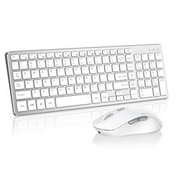 Wireless Keyboard Mouse Combo Ultra Slim Computer Keyboard and 2400 DPI USB Silent Mouse with Invisible Light Design 240529