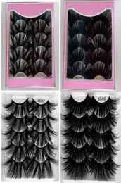 New 5 Pairs 5D mink Lashes Hair False Eyelashes Criss Cross Fluffy Thick Long Eyelashes Handmade Eye Beauty Makeup 25mm Extension9865633