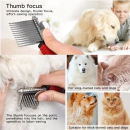 Pet Dematting Fur Rake Comb Brush Tool Dog and Cat Comb for Detangling Matted or Knotted Undercoat Hair Dog Grooming Brush