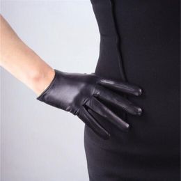 Women's short design sheepskin gloves thin genuine leather gloves touch screen black motorcycle glove R630 201104 255G