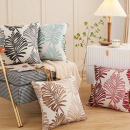 Pillow 1pc Jacquard Leaf Throw Pillowcase Burlap CoverFor Living Room Bedroom Sofa Couch Bed Car No Insert 18 18in