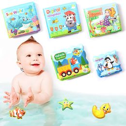 Water Swimming Bathroom Baby Toys Early Educational Toy With BB Shistle Learning Animal Digital Bath Book L2405