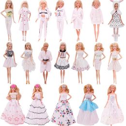Doll Apparel 30Cm Doll Clothes White Plush Overcoat Outfit Princess Dress Fashionable Suit For Barbies 11.8 Doll Casual Clothing Girl Gift Y240529