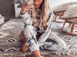 Tracksuit Women Clothes Two Piece Set Pants And Top Tie Dye Lounge Wear Ropa Mujer Summer Ensemble Femme 2 Pieces Sweat Suits3803874