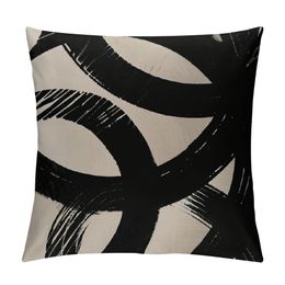 Black and Beige Geometric Modern Abstract Neutral Art Throw Pillow Cover, Art Throw Pillow Case ,Home Living Room Decor,Women Gifts
