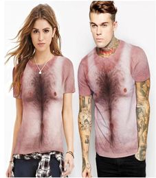 Summer new Funny chest hair HD digital printing men and women with the same fashion trend shortsleeved Tshirt tide9642083