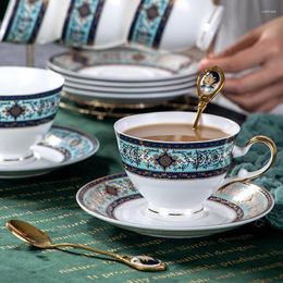 Cups Saucers European Luxury Coffee Cup And Saucer Set High Quality Teacup Royal Classic Bone China HH50BD