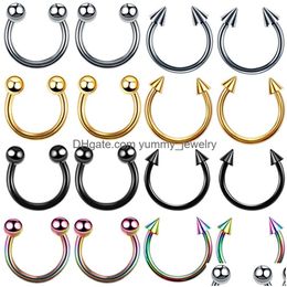 Nose Rings & Studs 1Pc 4X10Mm Nostril Piercing Horseshoe Stainless Steel Hoop Ring Lip Stud Cartilage Earrings Body Jewellery Drop Deli Dhicw