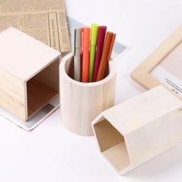 Bottles Multifunctional Simplicity Pencil Container Stationery Office Organizer Storage Box Wooden Pen Holder Holders