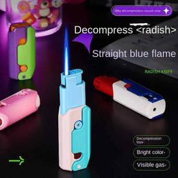Lighters Fun Gravity Radish Decompression Hot Selling Inflatable Blue Flame Light with High Quality Windproof Direct Charging Light S2452907