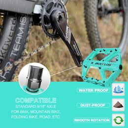 BUCKLOS Bicycle Flat Pedals Ultralight DU Sealed Bearing Pedal Durable 9/16inch Thread Platform Pedals Road Mountain Bike Parts