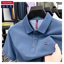 Zmcw Men's Polos New Mens Pure Cotton Short Sleeved Polo Shirt Summer Paul Lapel T-shirt Versatile Casual