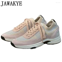 Casual Shoes 2024 Autumn Breathable Mesh Lace Up Flat Sneakers Women Brand Round Toe Knitted Comfort Walking Sport Femme