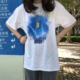 Women's Polos Women Plus Size Short Sleeve Cartoon Print Punk O-neck Tops Harajuku Drop Korean Vintage Clothes Summer Loose