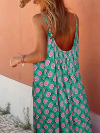 Sunfarntnn Womens Summer Casual Loose Dress Sleeveless Maxi Bohemian Flower Dress Italian Spaghetti Shoulder Straps Sundress Party Dress 240521