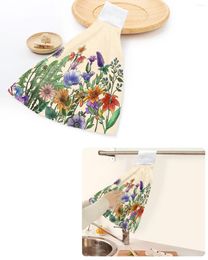 Towel Plant Flower Petunia Lavender Hand Towels Home Kitchen Bathroom Hanging Dishcloths Loops Quick Dry Soft Absorbent Custom