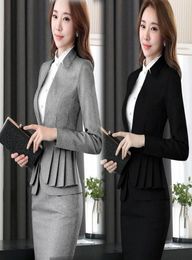 Two Piece Dress Korean Women Business Suit Interview Front Desk Ladies Skirt Suits For Work Pants Elegant Woman Uniform Office DD24634325