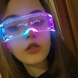 Glasses EL Wire Neon Party Luminous LED Light Up Rave Costume Decor DJ Halloween Decoration Sunglasses 270o