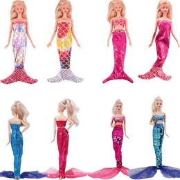 Doll Apparel One Set Doll Cosplay Clothes Similar Fairy Tale Mermaid Tail Wedding Dress Gown Party Outfit For 30Cm Doll DIY Gift Y240529
