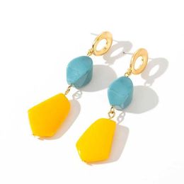Dangle Chandelier Yellow Colour Drop Earrings for Women Trend Summer Korean Design Geometric Flower Heart Ear Creative Sweet Wedding Jewellery