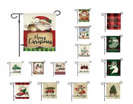 Christmas Garden Flags Double Side Printed Hanging Flag Linen Garden Party Decorative Banner Flags Christmas Decoration 16 Designs2109691